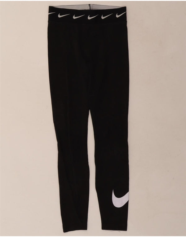 Leggings grafici Nike Dri Fit da donna UK 8 piccoli in cotone nero