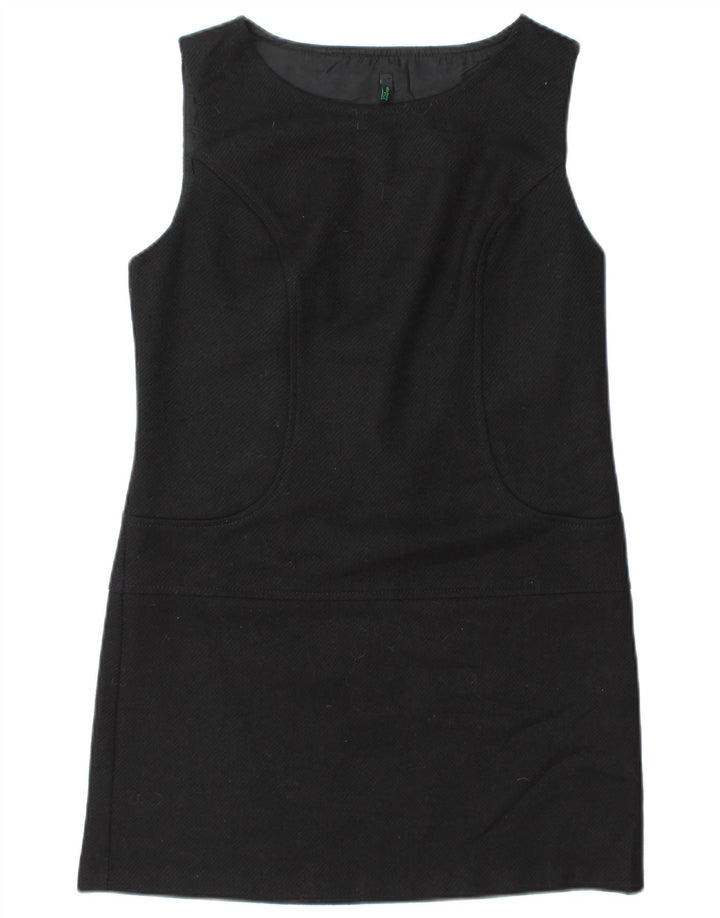Abito a trapezio senza maniche da donna Benetton UK 12 Lana nera media