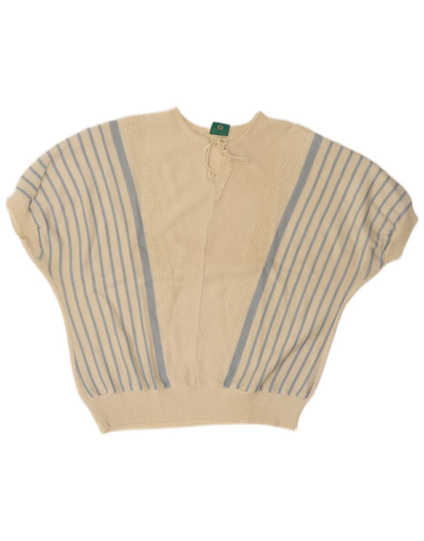 Maglione maglione girocollo corto da donna CANDA EU 44 XL a righe bianco sporco