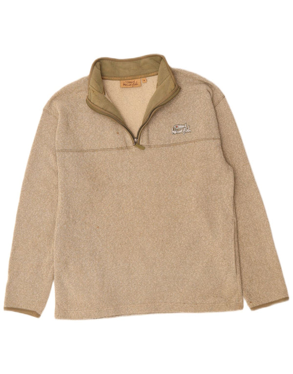 WEIRD FISH Felpa da uomo con zip e collo Maglione poliestere beige medio