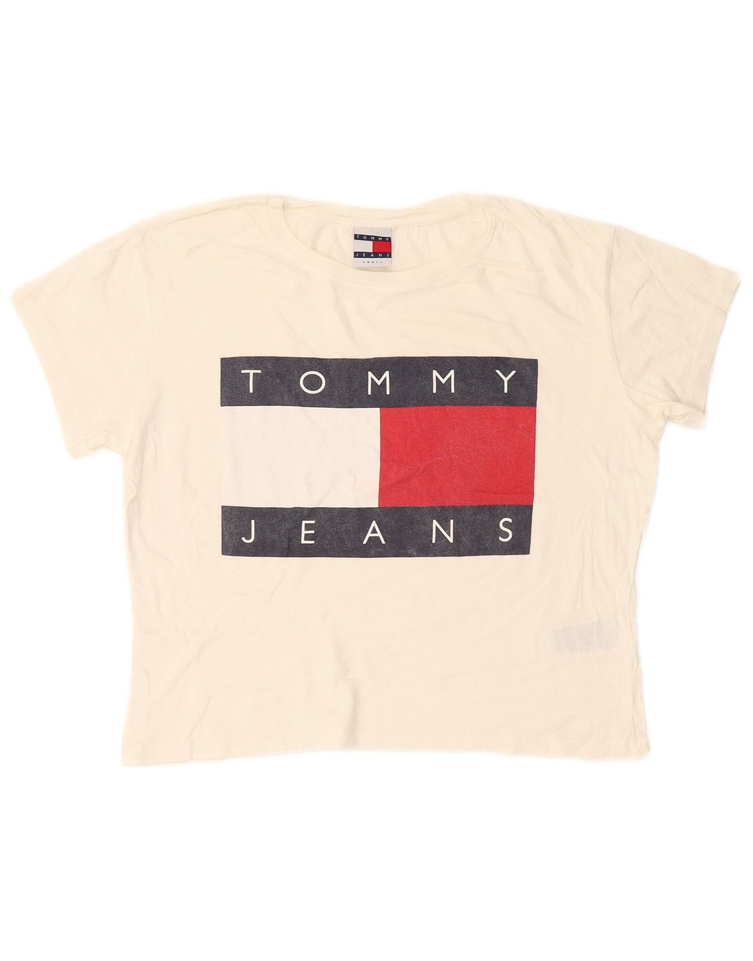 T-shirt grafica oversize da donna Tommy Hilfiger Top UK 10 Small Bianca