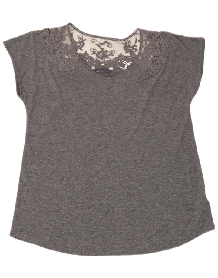Camicetta da donna Marks & Spencer Top UK 14 Poliestere floreale grigio grande