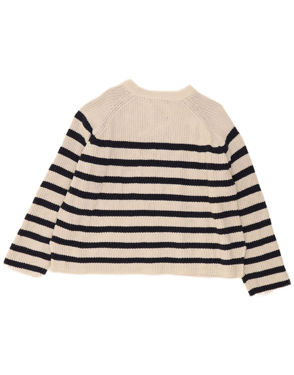 Maglione maglione con scollo a barca da donna Marks & Spencer UK 18 XL a righe bianco sporco