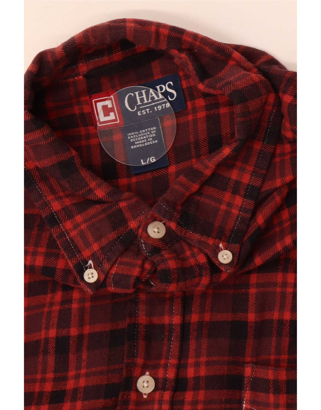 Chaps Camicia da uomo in flanella di cotone a quadri bordeaux grandi