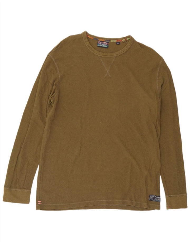 Top da uomo Scotch & Soda a maniche lunghe in cotone kaki grande