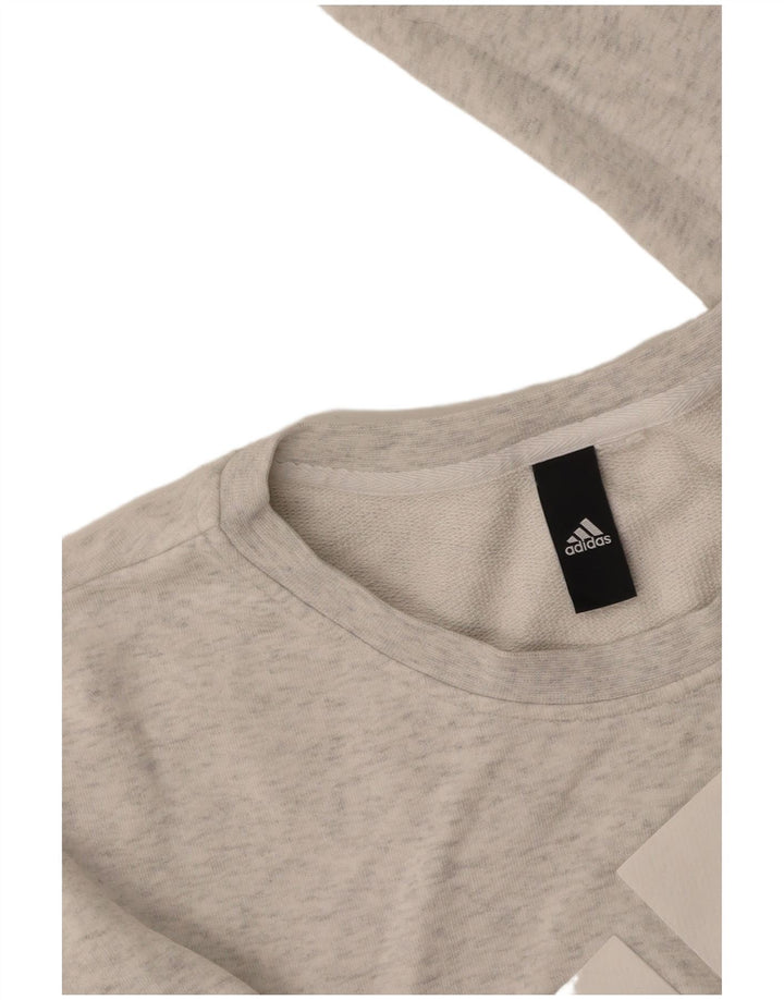 Felpa grafica da donna ADIDAS maglione UK 16 grande grigio