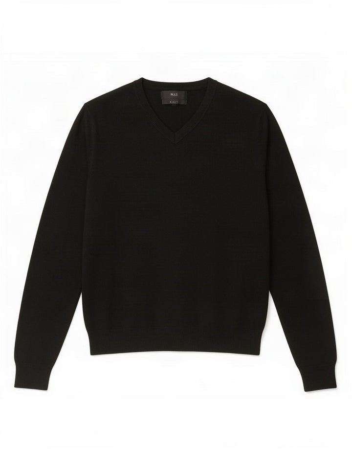 Maglione da uomo con scollo a V Marks & Spencer grande acrilico nero