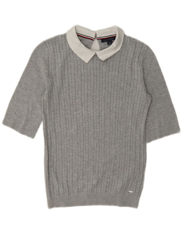 Maglione maglione collo alto da donna Tommy Hilfiger UK 10 piccolo grigio