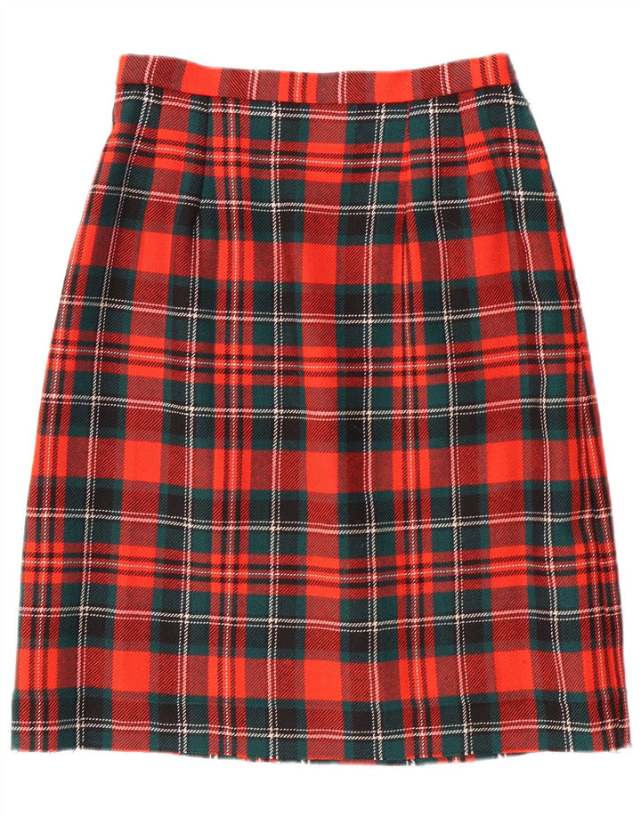 Set gonna 2 pezzi da donna VINTAGE EU 42 Large W28 L23 lana a quadri rossi