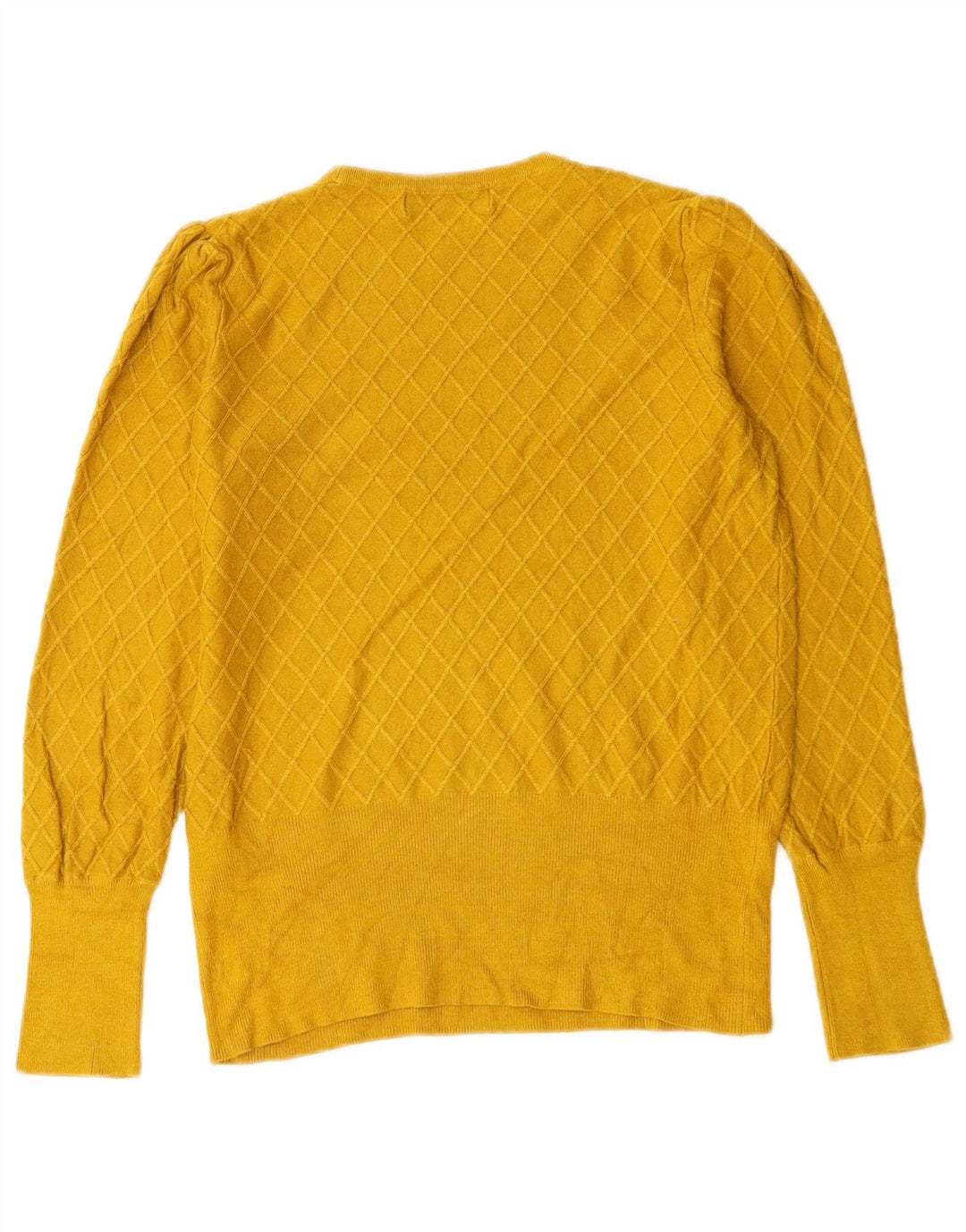 Maglione maglione girocollo da donna Marks & Spencer UK 10 piccolo quadretto giallo