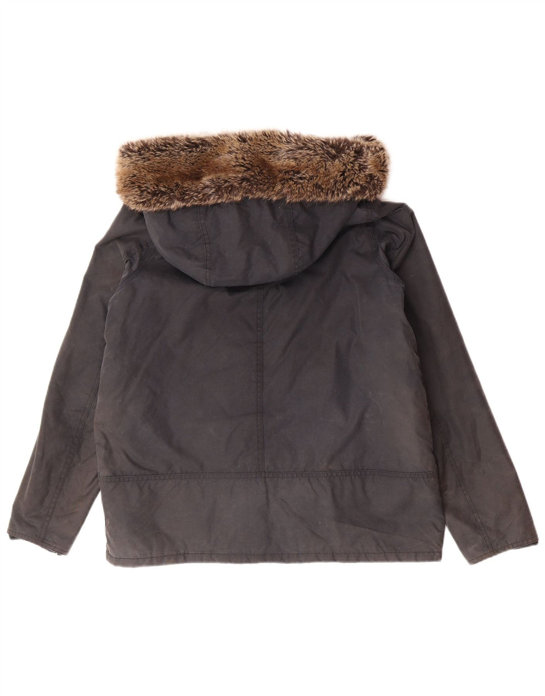 BARBOUR Giacca cerata oversize con cappuccio da donna UK 12 Medio Blu Navy Cotone