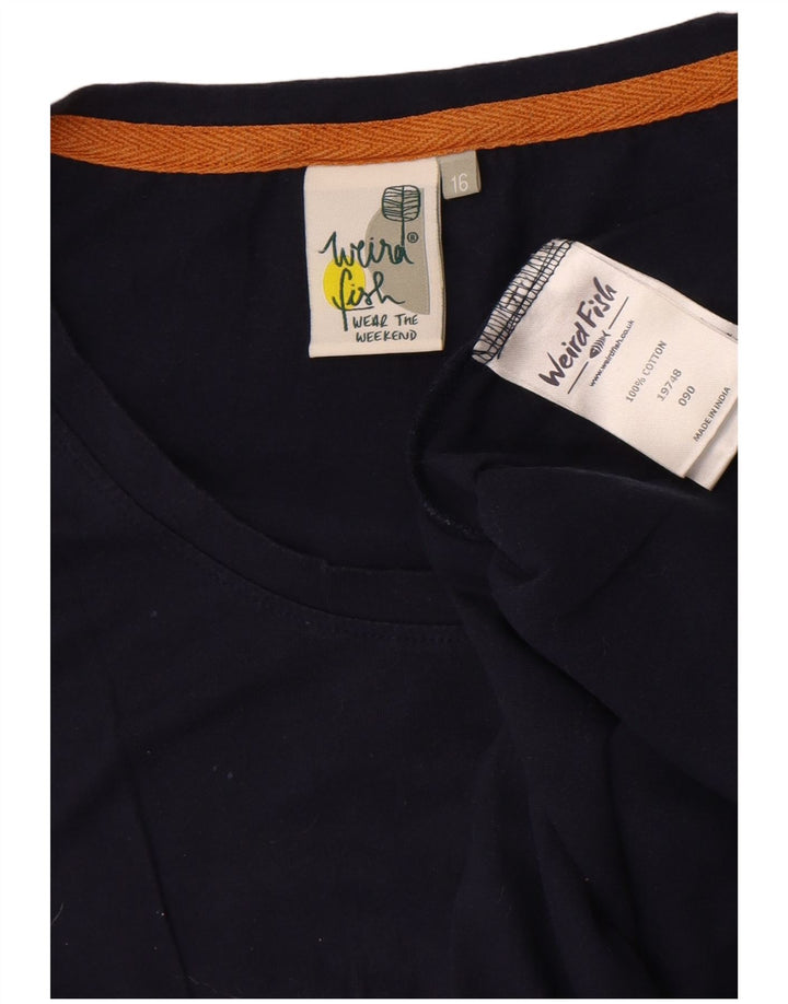 Canotta da donna Weird Fish UK 16 grande cotone blu navy