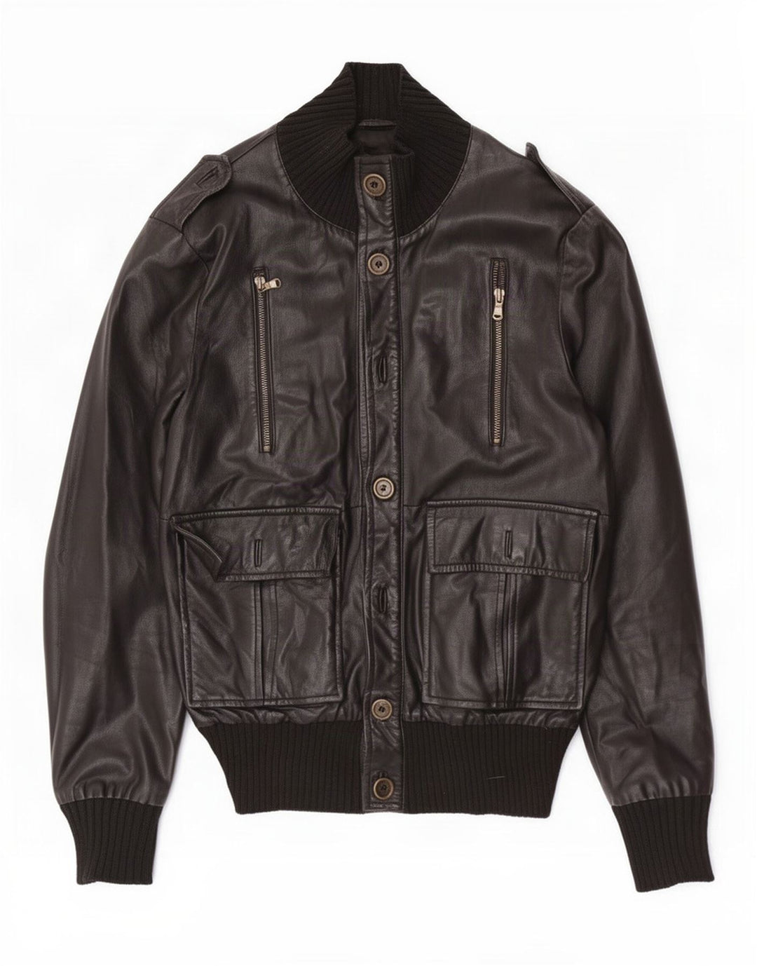 Giacca in pelle militare da uomo Squero UK 36 piccola nera