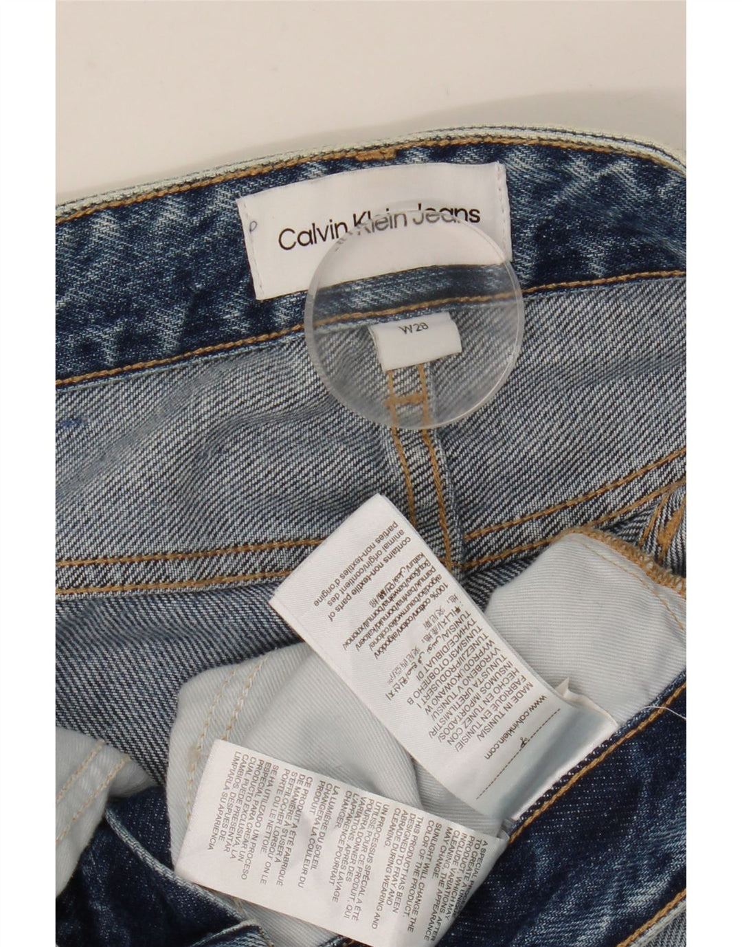 CALVIN KLEIN Jeans slim effetto consumato da donna W28 L28 cotone blu
