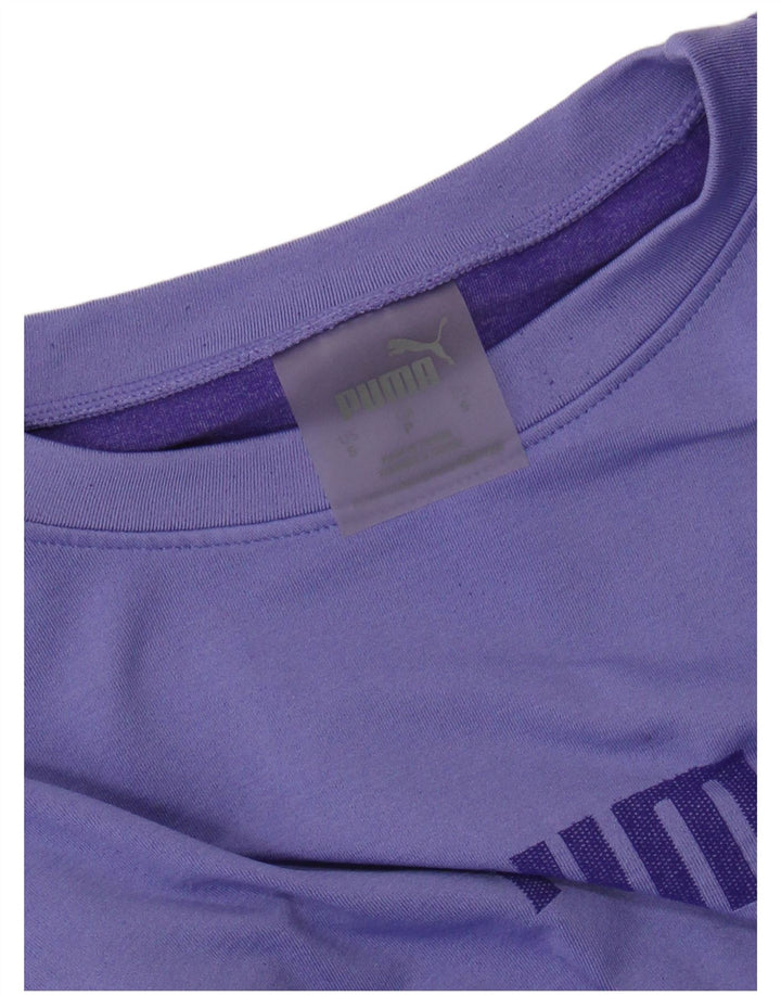 Top corto grafico da donna PUMA manica lunga UK 8 piccolo viola