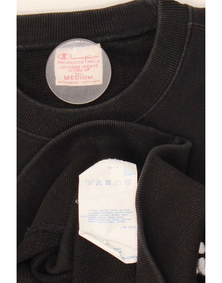 Felpa con grafica Champion Reverse Weave da uomo in cotone nero medio