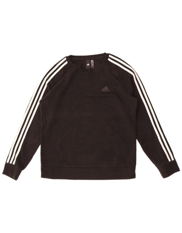 Felpa da donna Adidas maglione UK 16/18 grande cotone nero