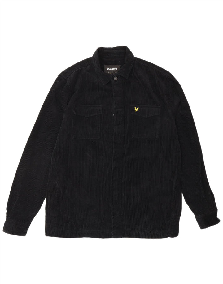 Camicia da uomo in velluto a coste LYLE & SCOTT in cotone nero medio