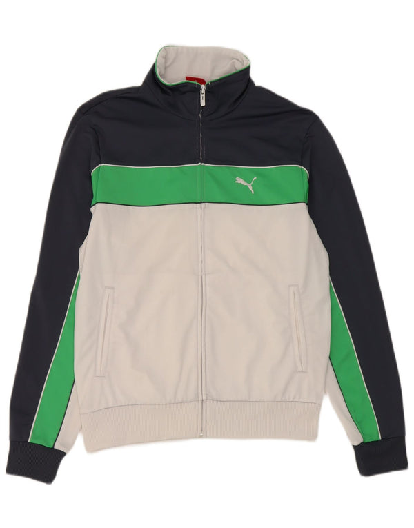 Giacca da tuta da uomo Puma in poliestere color block bianco medio