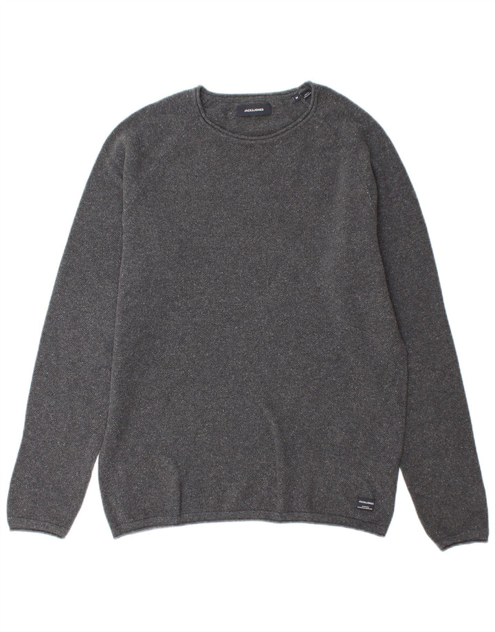 Maglione maglione girocollo da uomo Jack & Jones in cotone grigio medio
