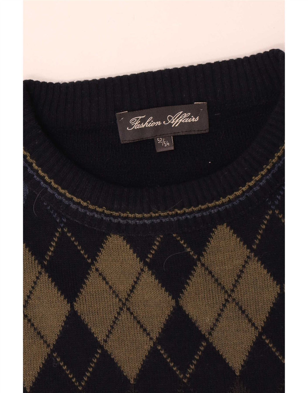Maglione vintage da uomo girocollo IT 52/54 grande blu navy