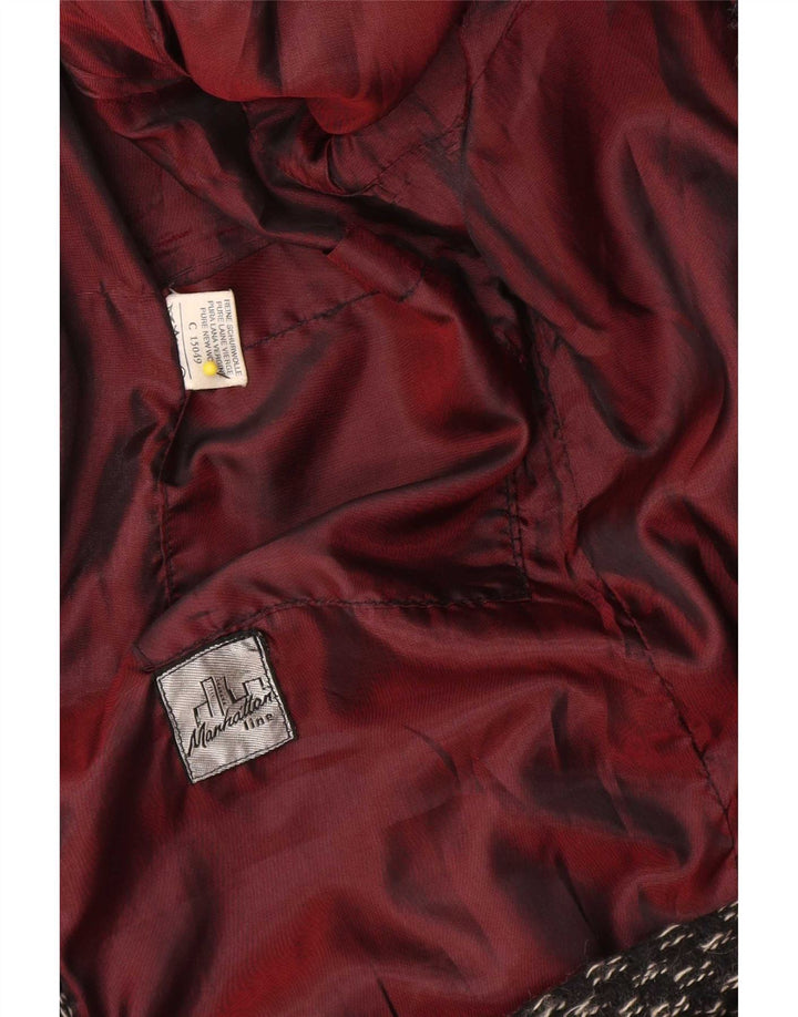 Giacca blazer da uomo a 1 bottone Manhattan UK 40 grande lana a quadri neri