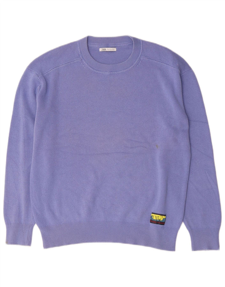 Maglione girocollo da uomo Zara piccolo in cotone viola