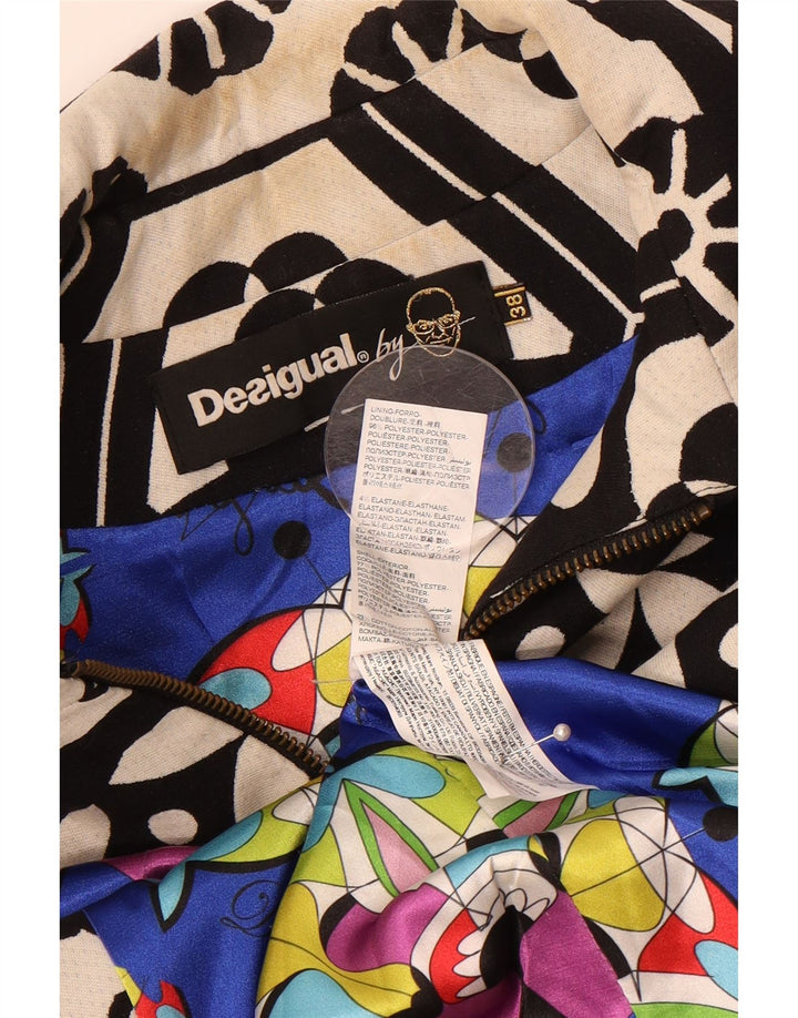 DESIGUAL Womens Overcoat EU 38 Medium Black Floral Polyester Vintage Desigual and Second-Hand Desigual from Messina Hembry 