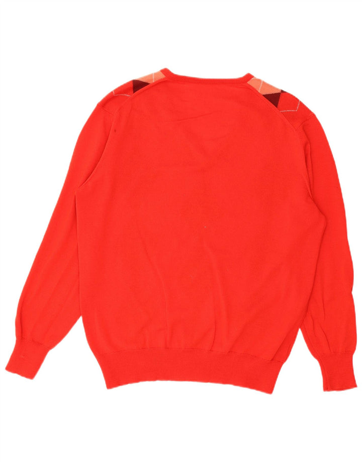 Maglione da uomo con scollo a V VINTAGE rosso medio a rombi/diamante