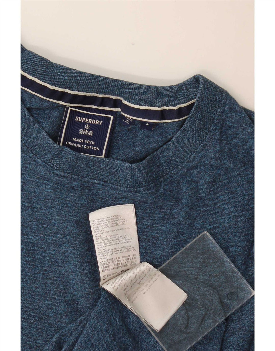 T-shirt da uomo Superdry Top grande in cotone chiazzato blu