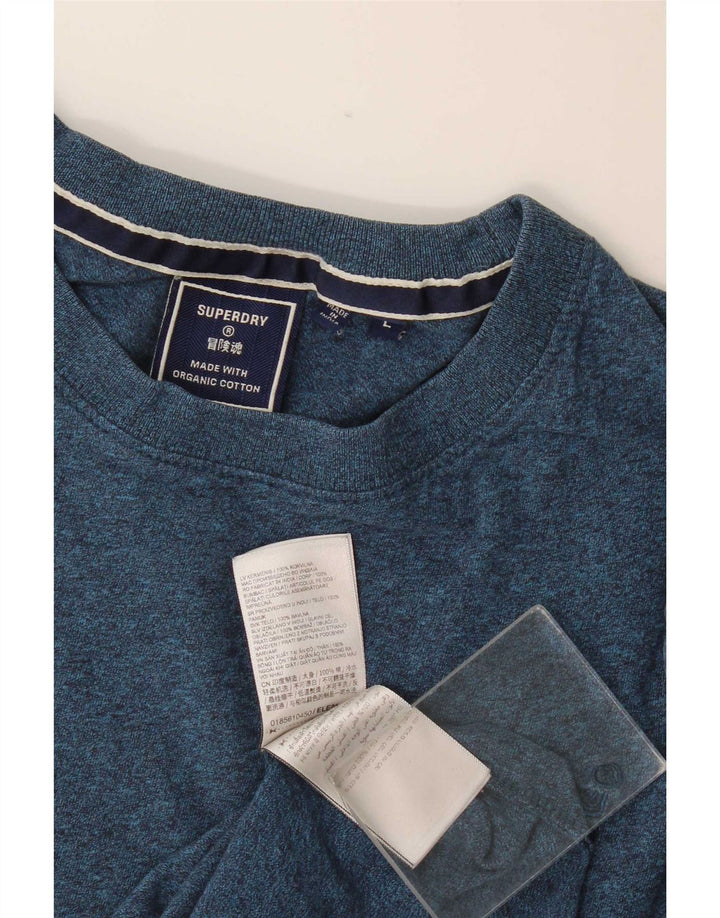 T-shirt da uomo Superdry Top grande in cotone chiazzato blu