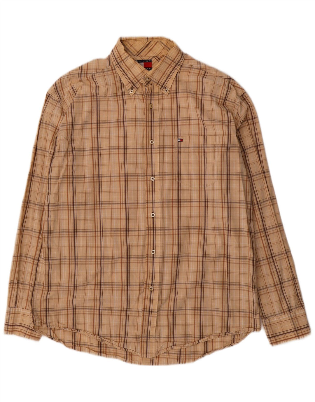 Camicia da uomo Tommy Hilfiger in cotone a quadri beige medio