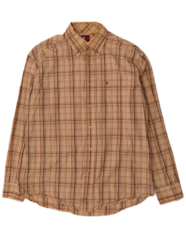 Camicia da uomo Tommy Hilfiger in cotone a quadri beige medio