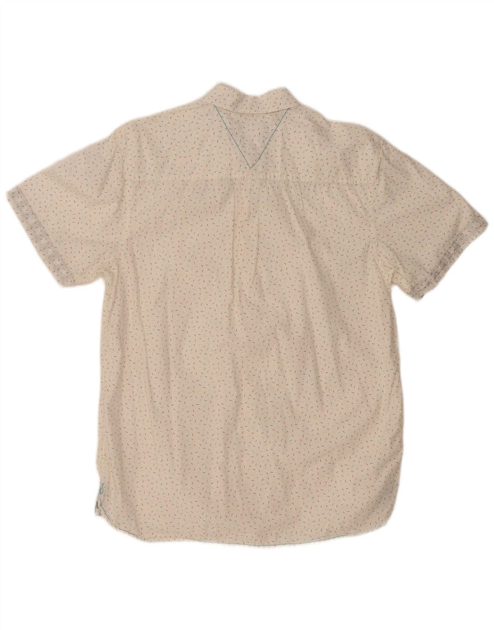 WHITE STUFF Camicia da uomo a maniche corte vestibilità classica piccola in cotone maculato bianco