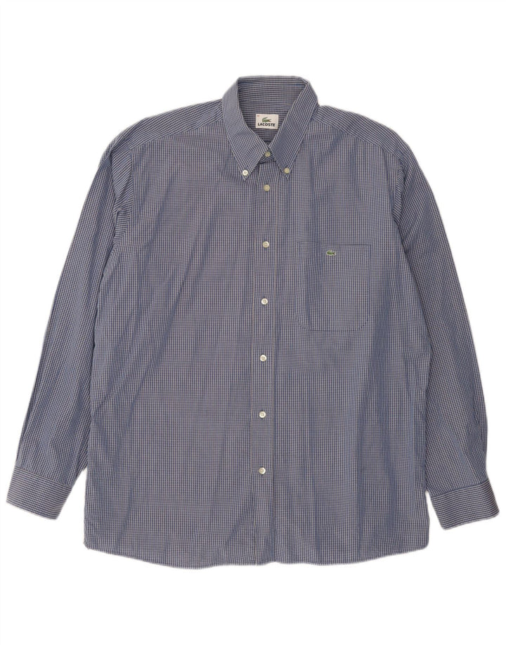 Camicia da uomo Lacoste taglia 41 grande in cotone a quadretti blu