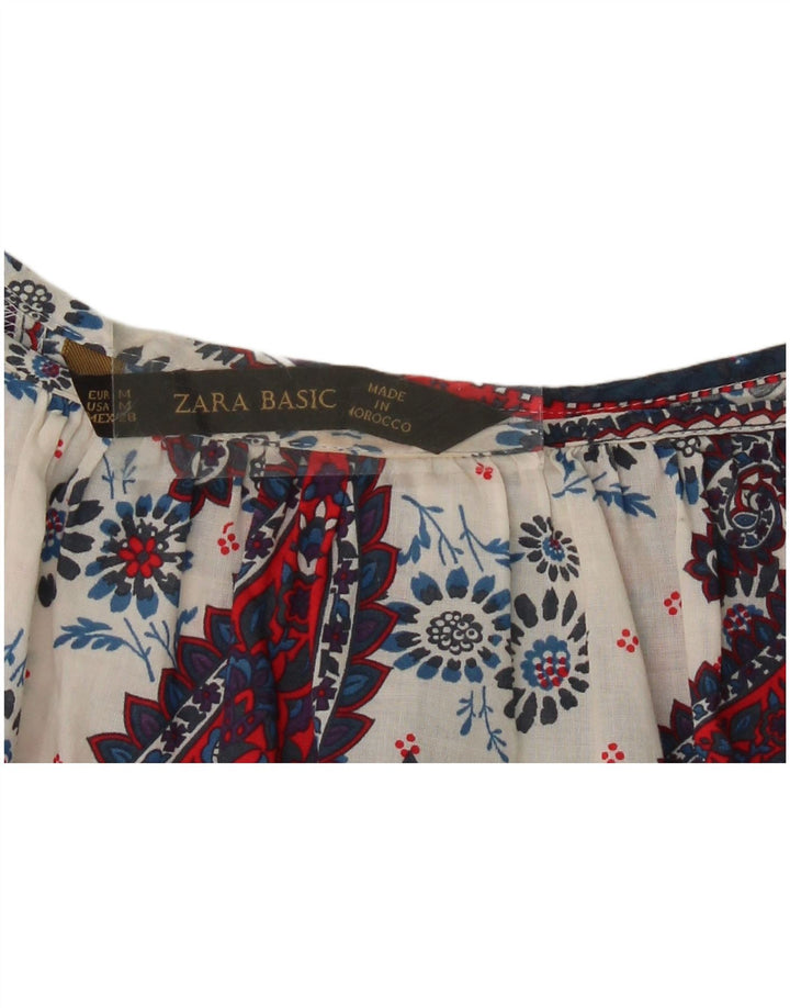 ZARA Womens Blouse Top UK 14 Medium Navy Blue Paisley