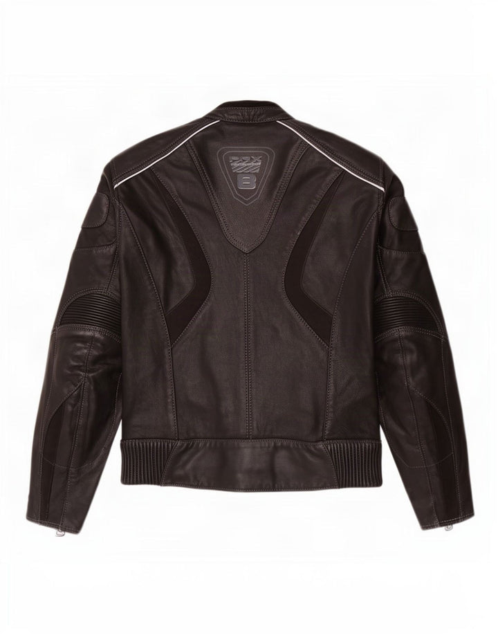 Giacca da corsa in pelle grafica da donna Probiker UK 14 grande nera