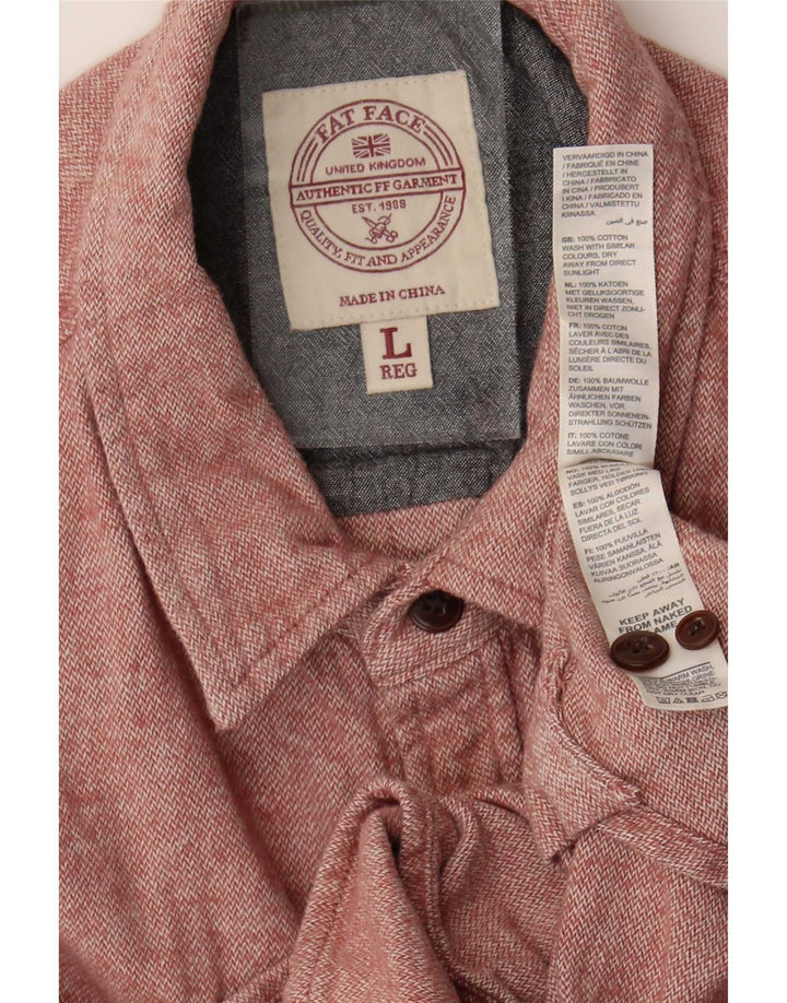 Camicia da uomo in flanella Fat Face grande in cotone rosa