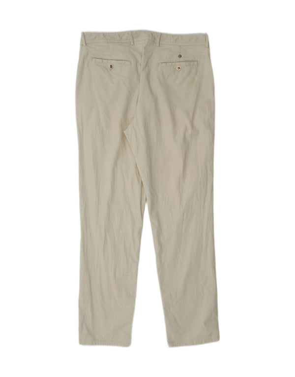 Massimo Dutti Mens Straight Chino Trousers EU 44 Large W34 L29 Beige Cotton