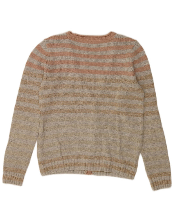 Maglione cardigan da donna Fat Face UK 8 Piccolo cotone a righe grigie