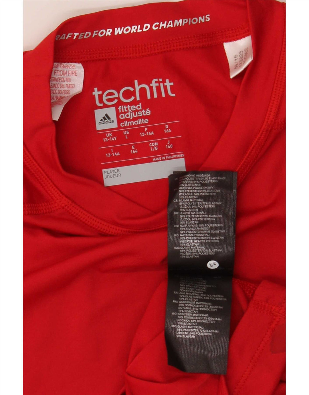 Maglietta Adidas Climalite da ragazzo, 13-14 anni, in poliestere rosso
