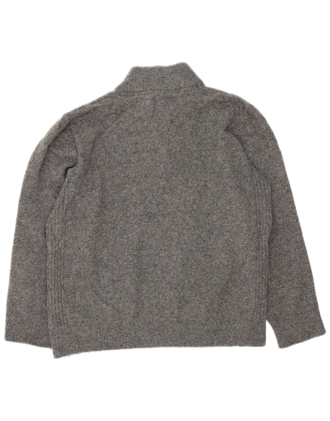 Maglione maglione con collo con zip da donna Barbour UK 16 grande lana grigia