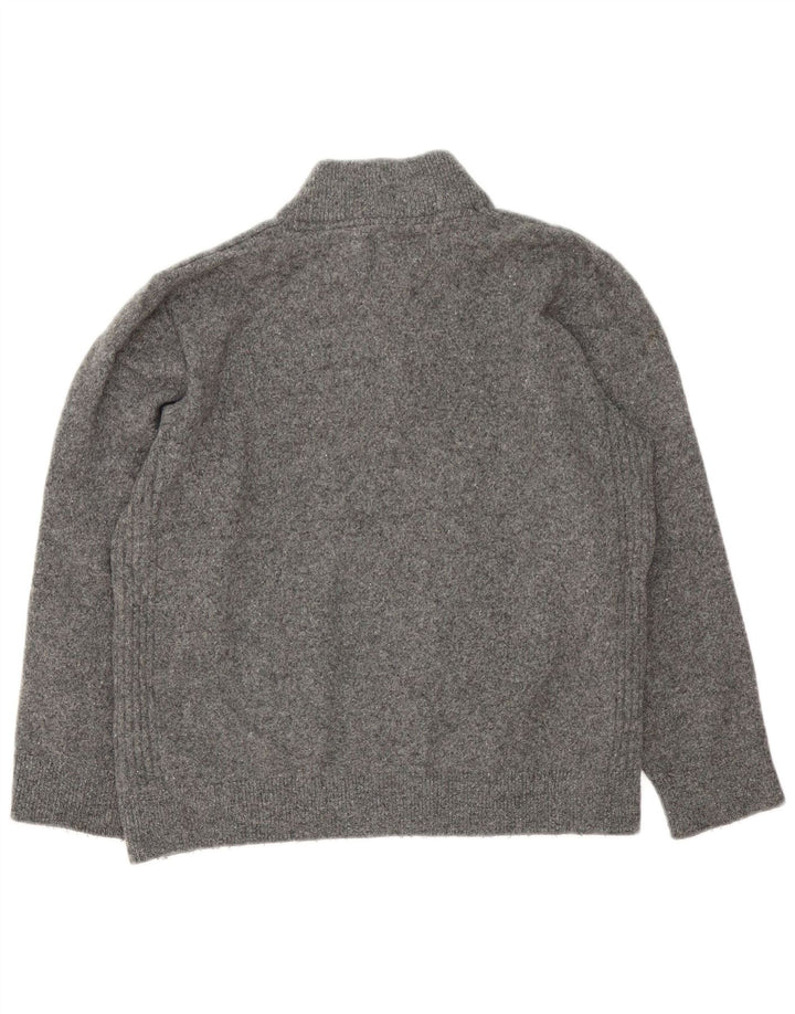 Maglione maglione con collo con zip da donna Barbour UK 16 grande lana grigia