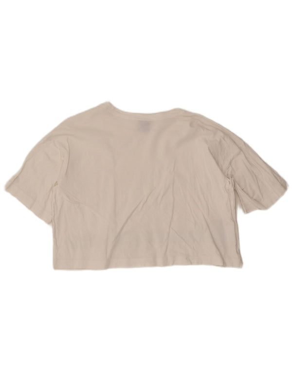 T-shirt grafica oversize corta da donna Champion Top UK 10 Small Bianca