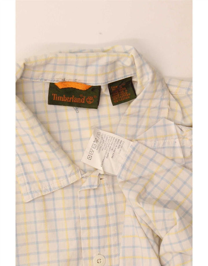 Camicia a maniche corte da uomo Timberland in cotone a quadri bianco medio