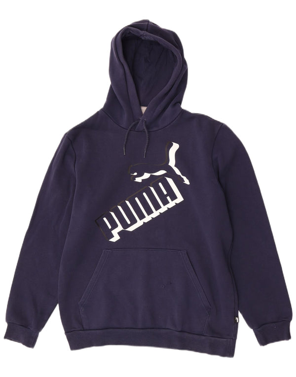 Felpa con cappuccio grafica da uomo Puma media cotone blu navy