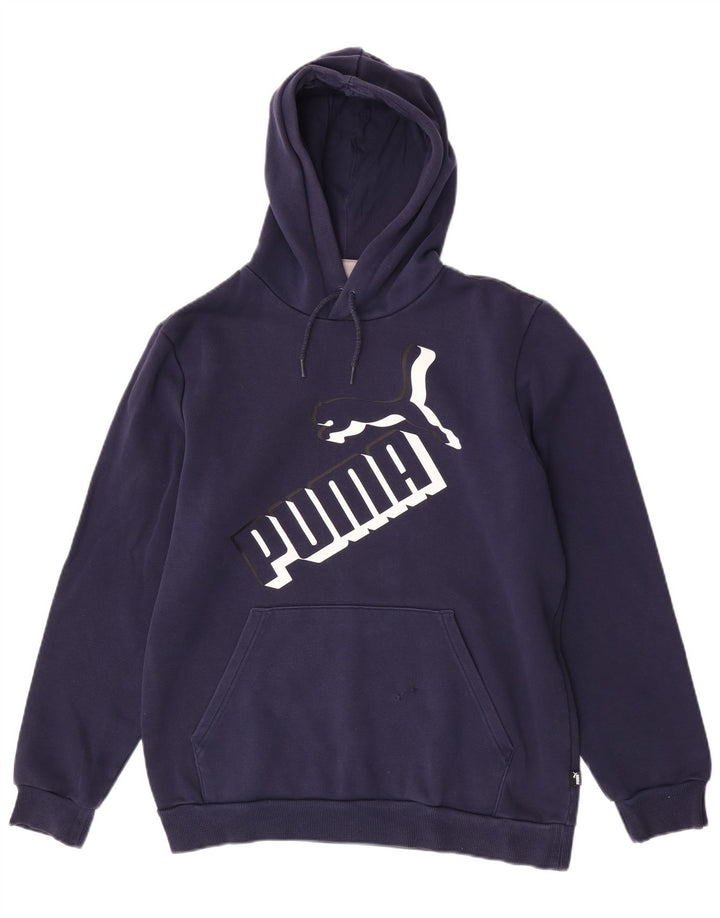 Felpa con cappuccio grafica da uomo Puma media cotone blu navy