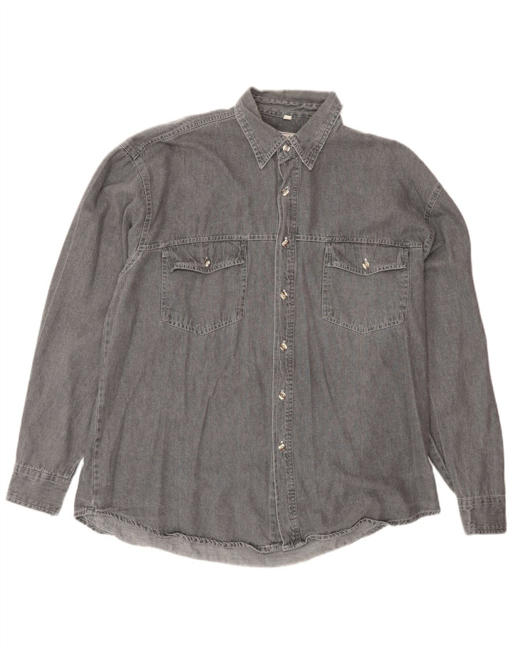 Camicia di jeans vintage da uomo grigio medio