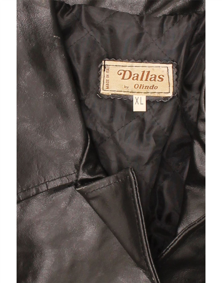 DALLAS Womens Leather Coat UK 18 XL Black Leather Vintage Dallas and Second-Hand Dallas from Messina Hembry 