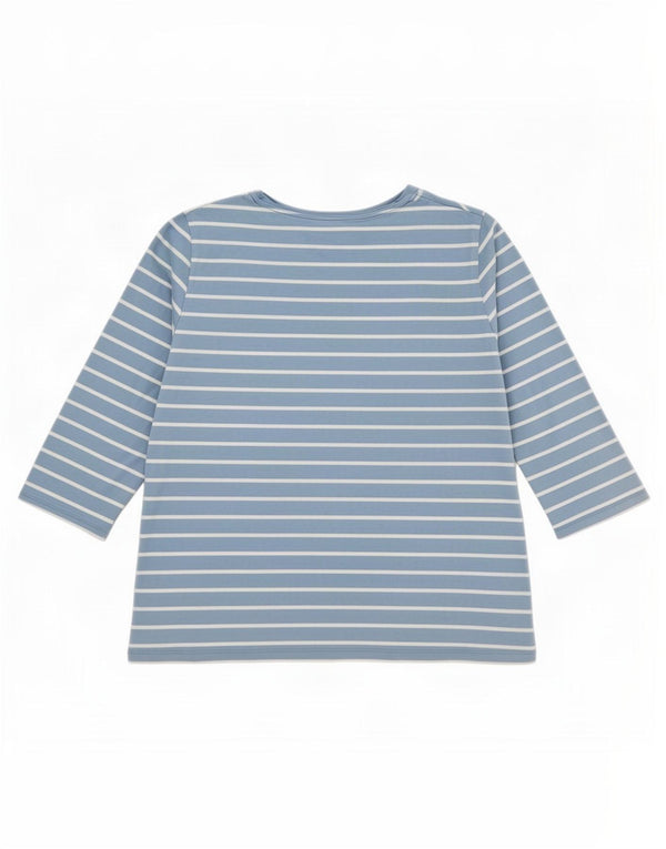 Crew Clothing Top da donna manica 3/4 UK 12 Cotone a righe blu medio